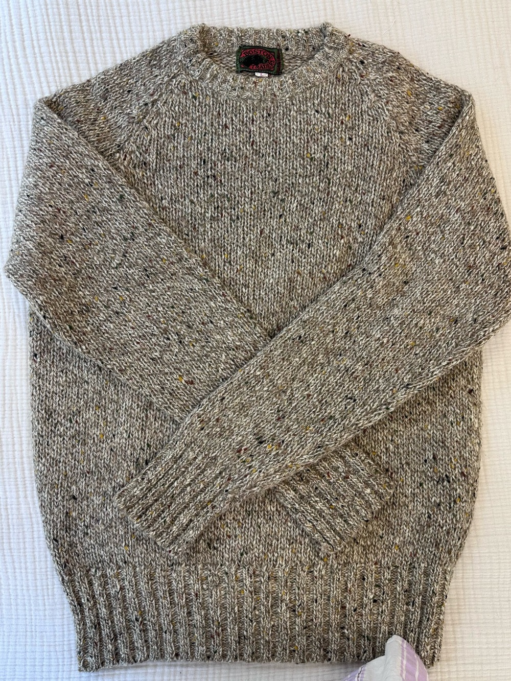 Vintage 1990s Boston Traders Wool Crew Neck Oatmeal Heather Crew Neck Sweater L